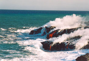 Lava flowing into the sea LKP